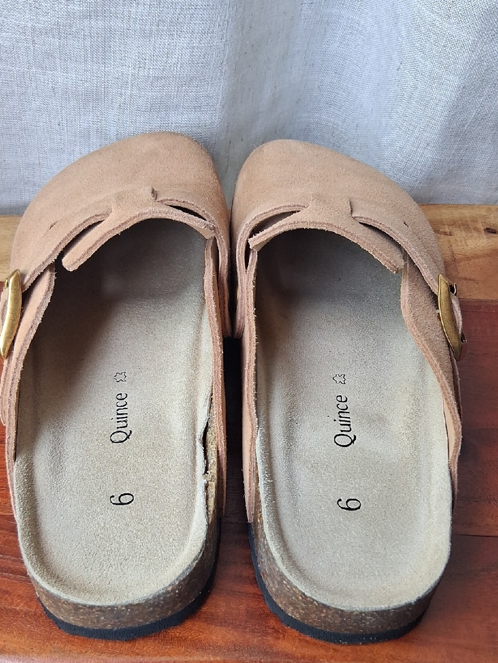 "Pre-Loved" Quince Water Repellent Suede Clog Mule Pecan Tan 6 - Picture 3 of 13